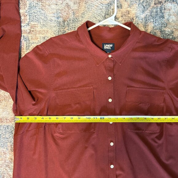 Lands End Women's Plus 365 Tab-Sleeve Button-Front Tunic Shirt Top 2X Brick Red - Picture 8 of 11